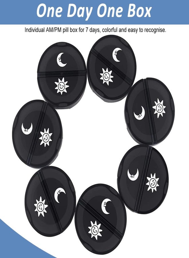 ZIBUYU® Pill Organizer Box Weekly Day & Night Pill Tablets Travel Case Opaque 2.36 inches Round Plastic Dual Compartment Pill Fresh Box Portable Pill Box for Pills, Tablets, Supplyments - Image 4